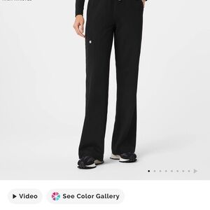 Figs Women's Wide Leg Black Pants. Highwaisted Isabel